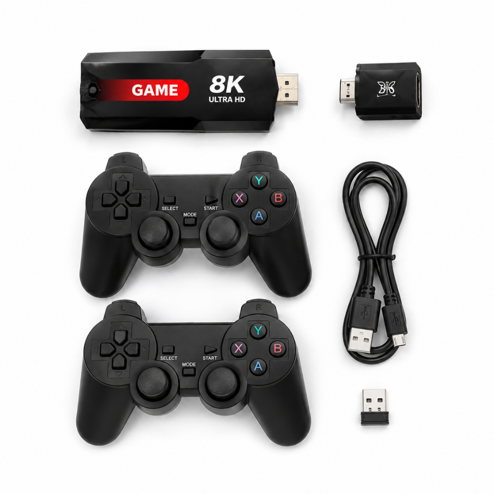 8K Ultra HD Game Stick with 2 Wireless Controllers – HDMI Gaming Console
