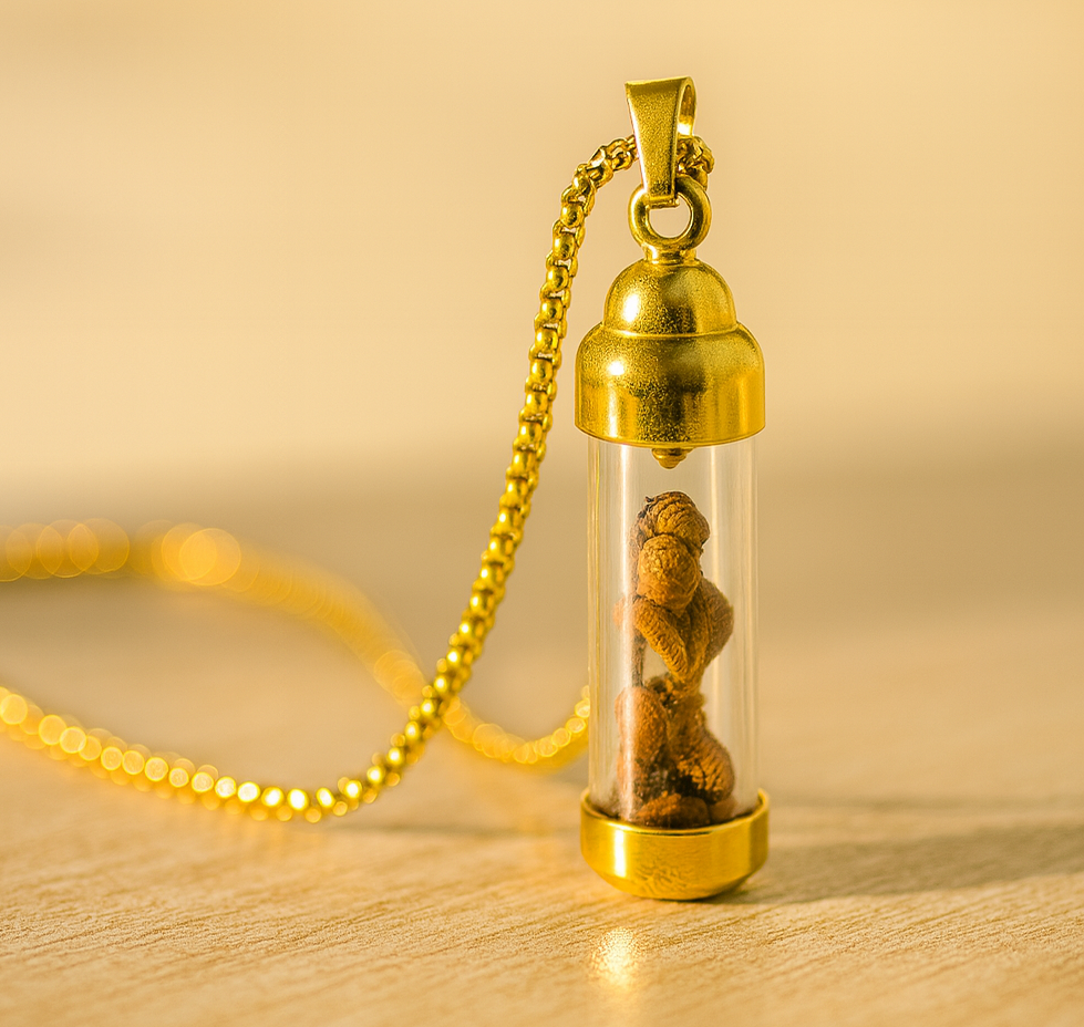 Gold-Tone Cylinder Stone Pendant Necklace